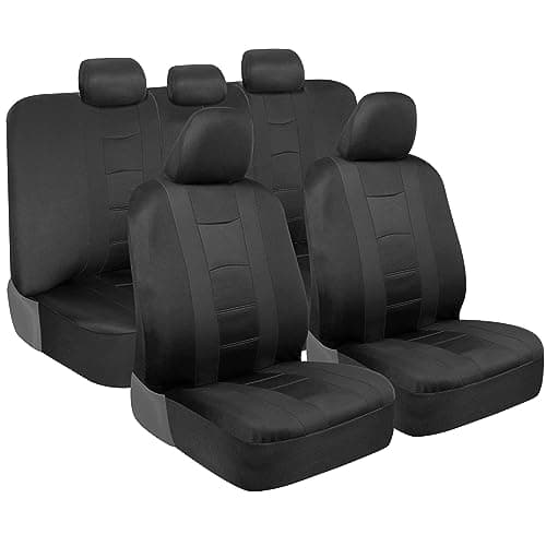 BDK carXS Seat Covers for Cars Black TwoTone with Matching Back Seat Cover Made to Fit Most Auto Truck Van SUV Interior Car Accessories Full Set