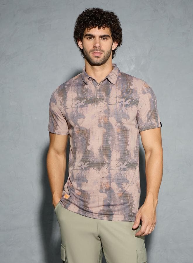 Technosport Men Printed Slim Fit Polo