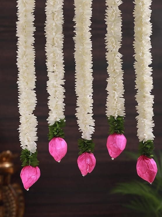 SHRI MATAJI Store 5 Pcs Lotus Hangings for Decoration Home Decor Wall Door Mandir Pooja Room Office Birthday Wedding Stage Backdrop Decorative Items 373 cm Each