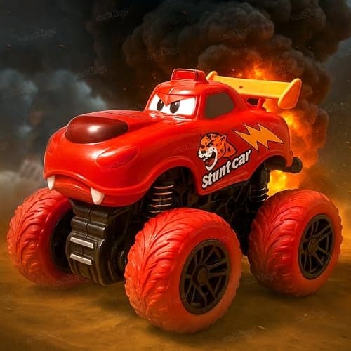 Zest 4 Toyz Friction Car Toys for Kids Animal Stunt Car Toys Monster Truck Friction Powered Toy Vehicles (Pack of 1) Multicolor