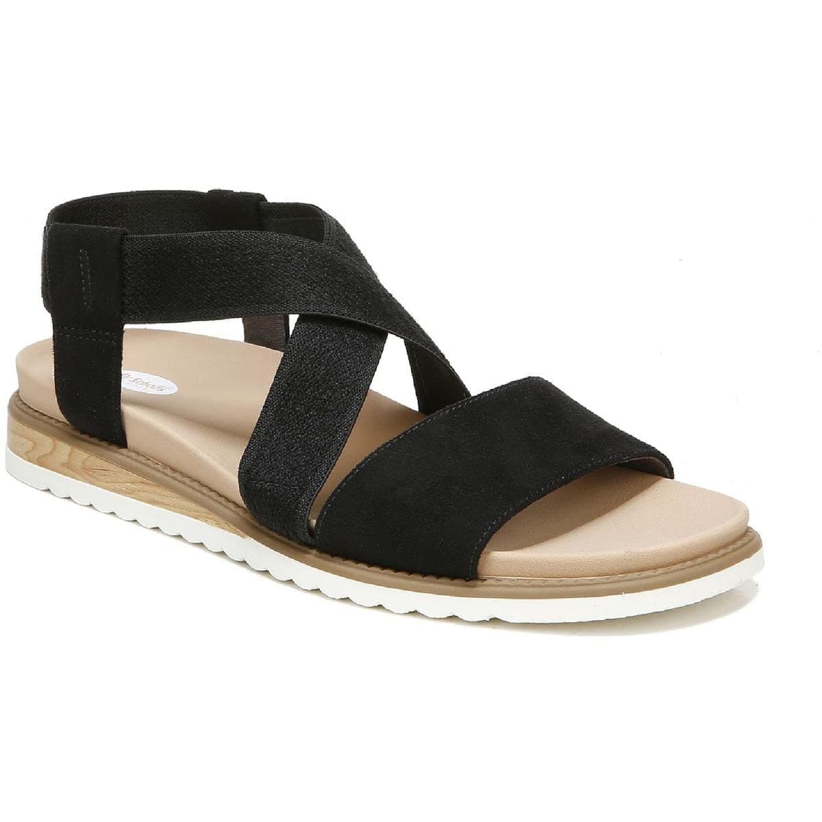 Dr Scholls Shoes Womens Islander Strappy Flat SandalBlack Microfiber85