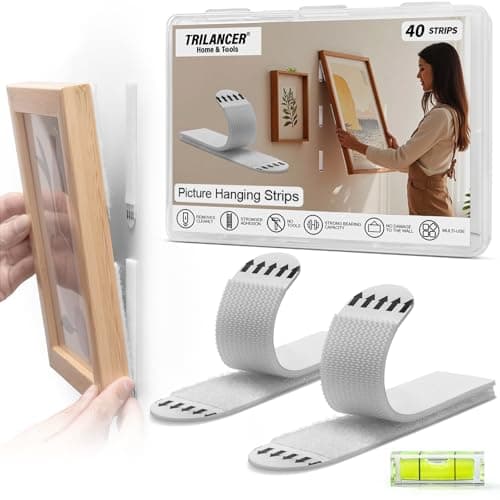 Picture Hanging Strips Heavy Duty, Trilancer 20 Pairs(40 Strips) Damage-Free Adhesive Wall Hanging for Picture Frames,Wall Art,Decorations, No Nails or Tools Needed, Clean Removal for Smooth Surfaces
