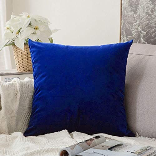 Khooti Velvet Cushion Cover, 16x16 | Royal Blue | Pack of 1 | Solid Plain Soft & Smooth, Decorative Cushion Covers for Living Room, Bedroom, Couches, Chairs, Sofas, Beds & Home Decor