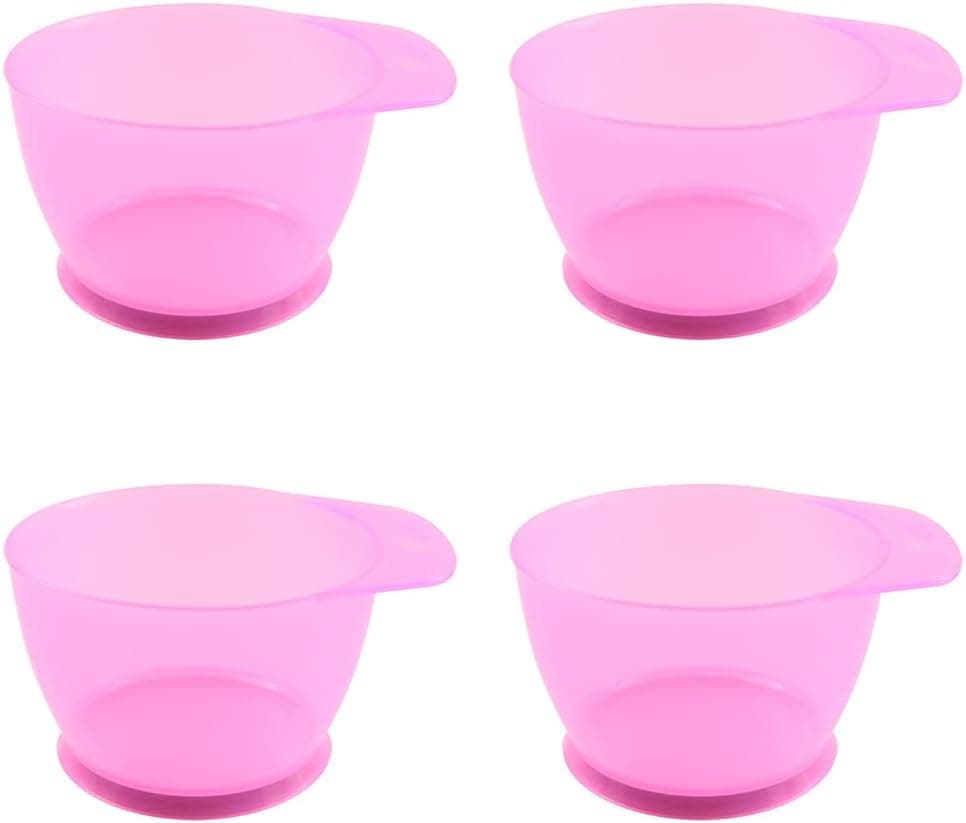 lasenersm 4 Pieces Hair Color Bowl Hair Dye Bowl Hair Color Mixing Bowl Plastic Color Mixing Tint Bowl Applicator Bowl Hair Dyeing Coloring Tools for Home Salon Transparent Pink