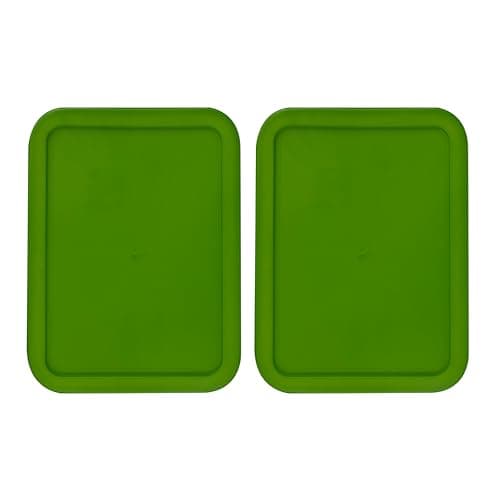 Replacement Lids fits Pyrex 3-Cup Glass Food Storage Container Bowls, (7.75 x 5.75-Inch) Plastic Rectangle Lids Covers for Pyrex 7210-PC, Airtight & Leakproof (2-Pack, Green)