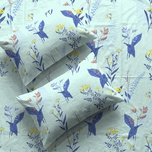 Urban Space Serene 200 TC 100% Cotton Bedsheet for Double Bed, Bedsheet Queen Size Cotton, Double Bedsheet Cotton with 2 Pillow Covers (Whisper Mint Blue, Size 88 x 100 inches)