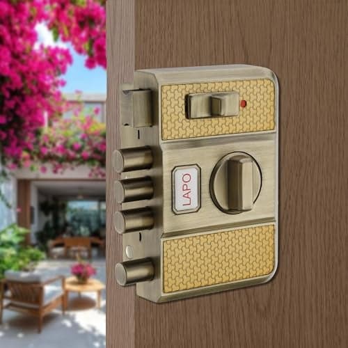 LAPO Penta Lock with 4-Deadbolt Security, Privacy Lock Feature, and Comfortable Interior Knob – Suitable for Single, Double & Sliding Doors, Left or Right-Handed, Antique Finish,3 Years Warranty