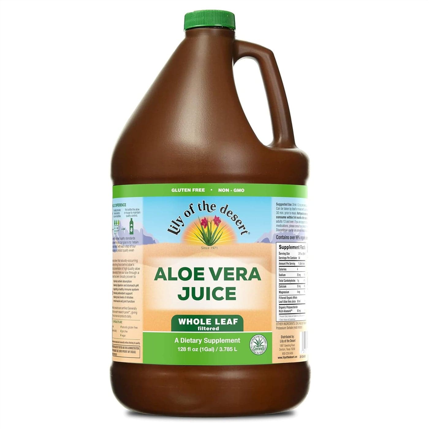 Lily of the Desert Vera Juice Whole Leaf Filtered Aloe Vera Drink NonGMO Aloe Juice with Natural Vitamins Digestive Enzymes for Gut Health Stomach Relief Wellness Glowing Skin 128 Fl Oz