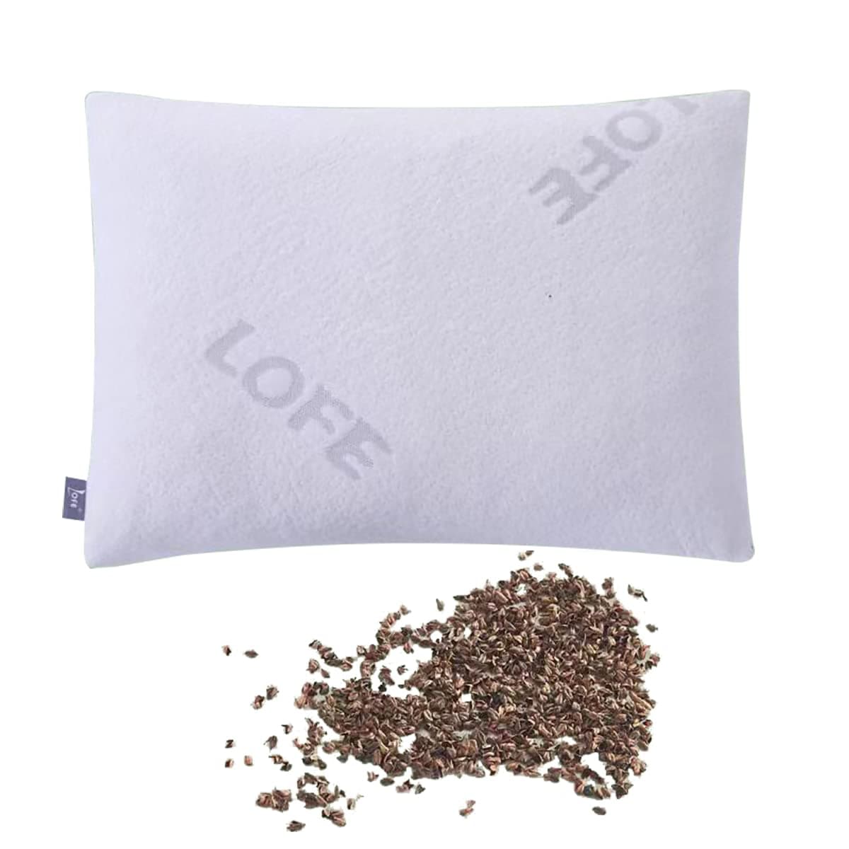 LOFE Organic Buckwheat Pillow for Sleeping 14x20 Adjustable Loft Breathable for Cool Sleep Cervical Support for Back and Side SleepersTartary Buckwheat Hulls A Removable Pillowcase