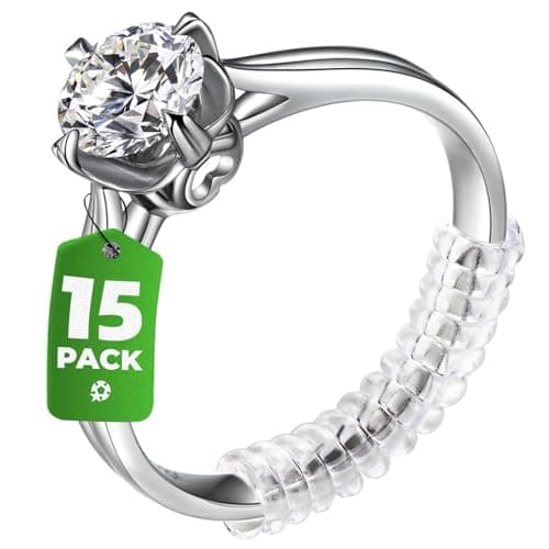 Anpro Ring Sizer Adjusters for Loose Rings - 15-Pack Multiple Styles, Invisible Spacer Guards & Tighteners for Women, Fits Almost Any Ring