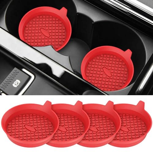 MEFAN Car Cup Holder Coasters 4 Pack Silicone Cups Mats Automotive Universal NonSlip Recessed Interior Accessories Red