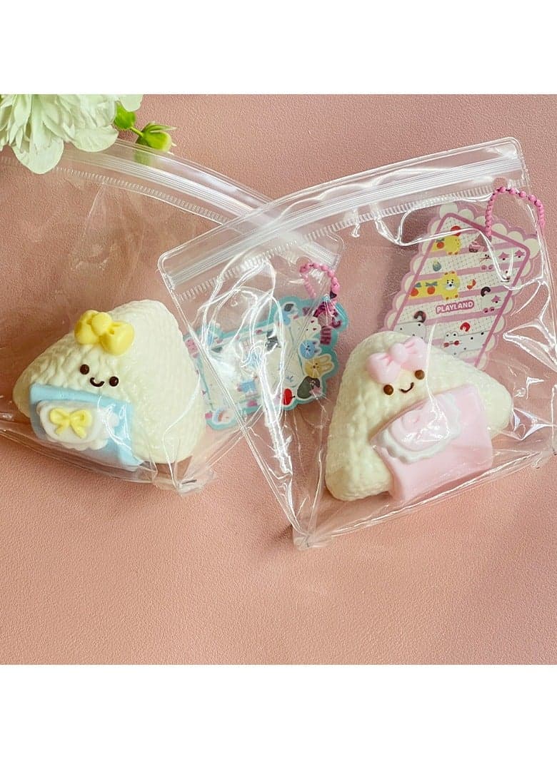 2 Piece Triangle Rice Ball Squeeze Toy, Troubles Toy for Stress Relief, Taba Squishy, Pinch Family Squishy, Fingertip Toys for Adults and Children