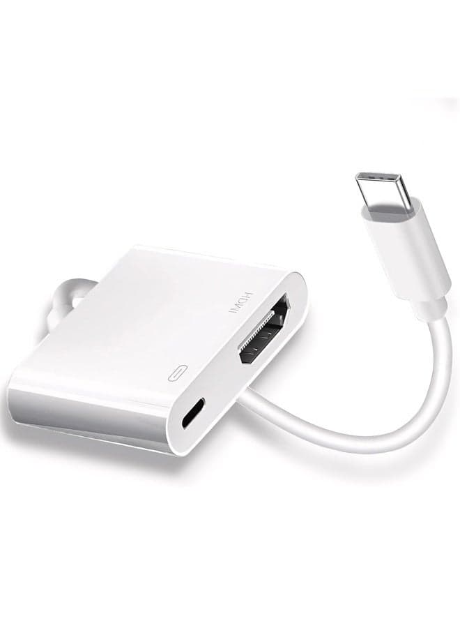USB C to HDMI for TV, 4K@60Hz Type C to HDMI Adapter with Charging Port, iPhone to Hdmi to USB C Adapter Compatible for iPhone 16/15 Series/iPad Pro/Galaxy/MacBook Pro to HDTV Projector