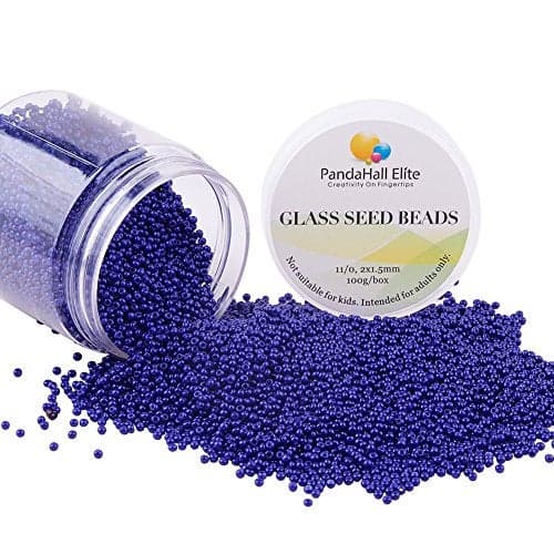 PH PandaHall 6000 Pcs 110 Glass Seed Beads 2mm Seed Beads Round Waist Bead Mini Spacer Bead for Earring Choker Bracelet Neckalce Waist Chain Jewelry DIY Crafts Making Royal Blue