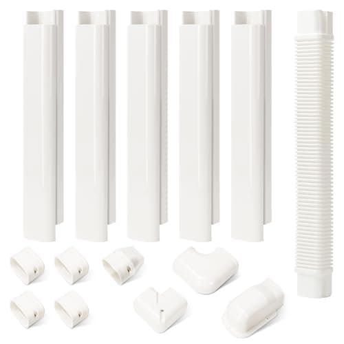 HOXHA 3" W 10Ft L Mini Split Line Set Cover Kit Air Conditioners Decorative PVC Slim Line Cover for Central AC & Heat Pumps Systems Tubing Cover