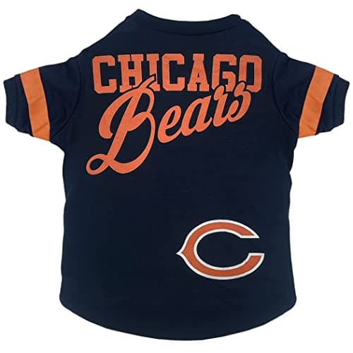 Pets First NFL Chicago Bears T-Shirt for Dogs & Cats, Large. Football Dog Shirt for NFL Team Fans. New & Updated Fashionable Stripe Design, Durable & Cute Sports PET TEE Outfit (CHI-4146-LG)