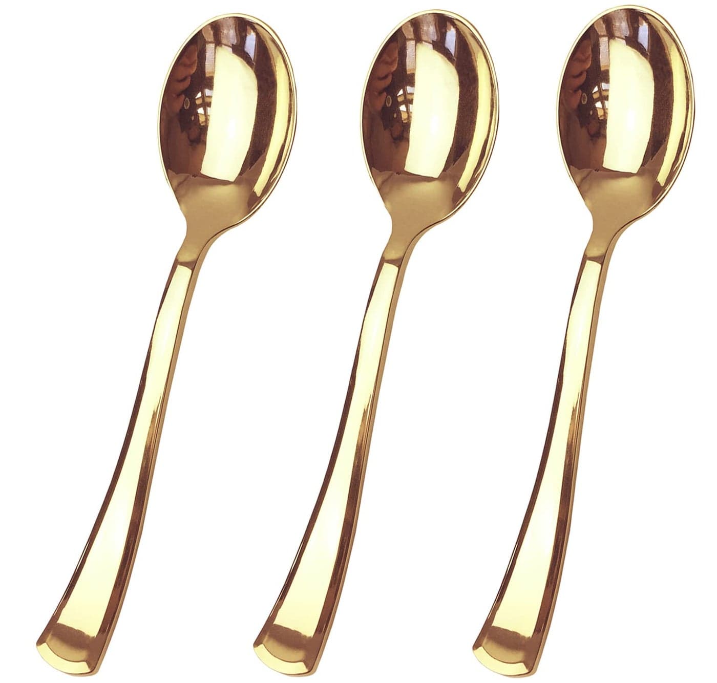 50 Piece Gold Plastic Spoons Set - Reusable & Recyclable - Elegant Gold Plastic Spoons for Weddings, Anniversaries, Showers, Parties - Sturdy & Durable Utensils for Special Events by JL Prime