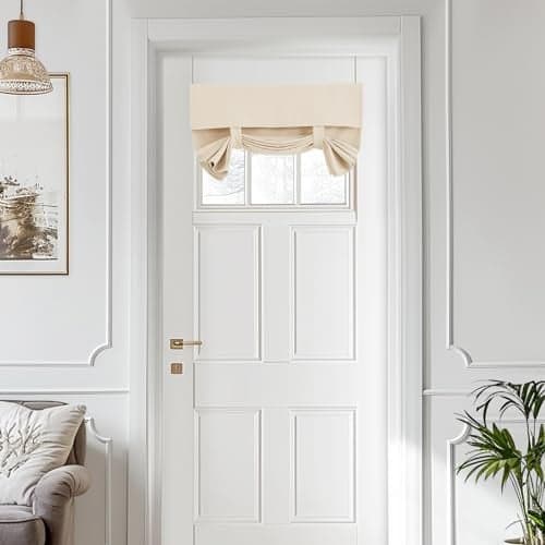 Vatge French Door Curtain - 1 Panel, W26 x L20, Light Beige, Window Treatment for Front Door Sidelight Curtains and Small Windows Covering for Classroom/Home