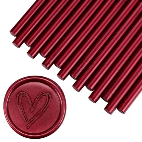 Yoption 15 Pieces Burgundy Glue Gun Sealing Wax Sticks for Wax Seal Stamp Great for Wedding Invitations Envelopes Cards Christmas Gift Ideas Wine Packages