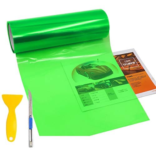 KOMAS 12 X 48 Tint Vinyl Film Sticker Sheet Roll for Car Headlight Tail Lights Fog Lights with Squeegee Cutter Glossy Green