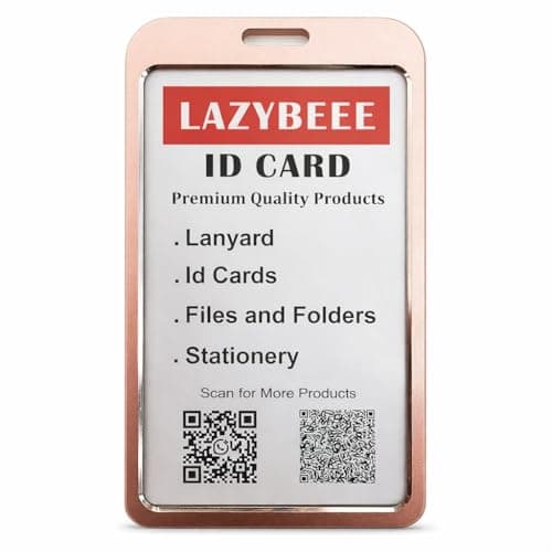 Lazybeee Premium Aluminum ID Card Holder (Rose Gold, Vertical) – Hard Metal Badge Case with Scratch Guard, Lightweight & Durable for Office & School Use (Pack of 1)