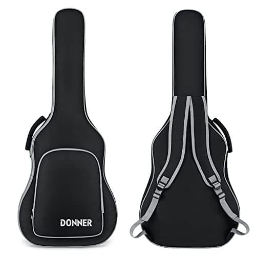 Donner 40 41 Inch Acoustic Guitar Case, 5 mm Thick Padding Sponge 600D Ripstop Waterproof Nylon Soft Acoustic Guitar Bag with Dual Adjustable Shoulder Strap and Thick Sponge Handle, Black