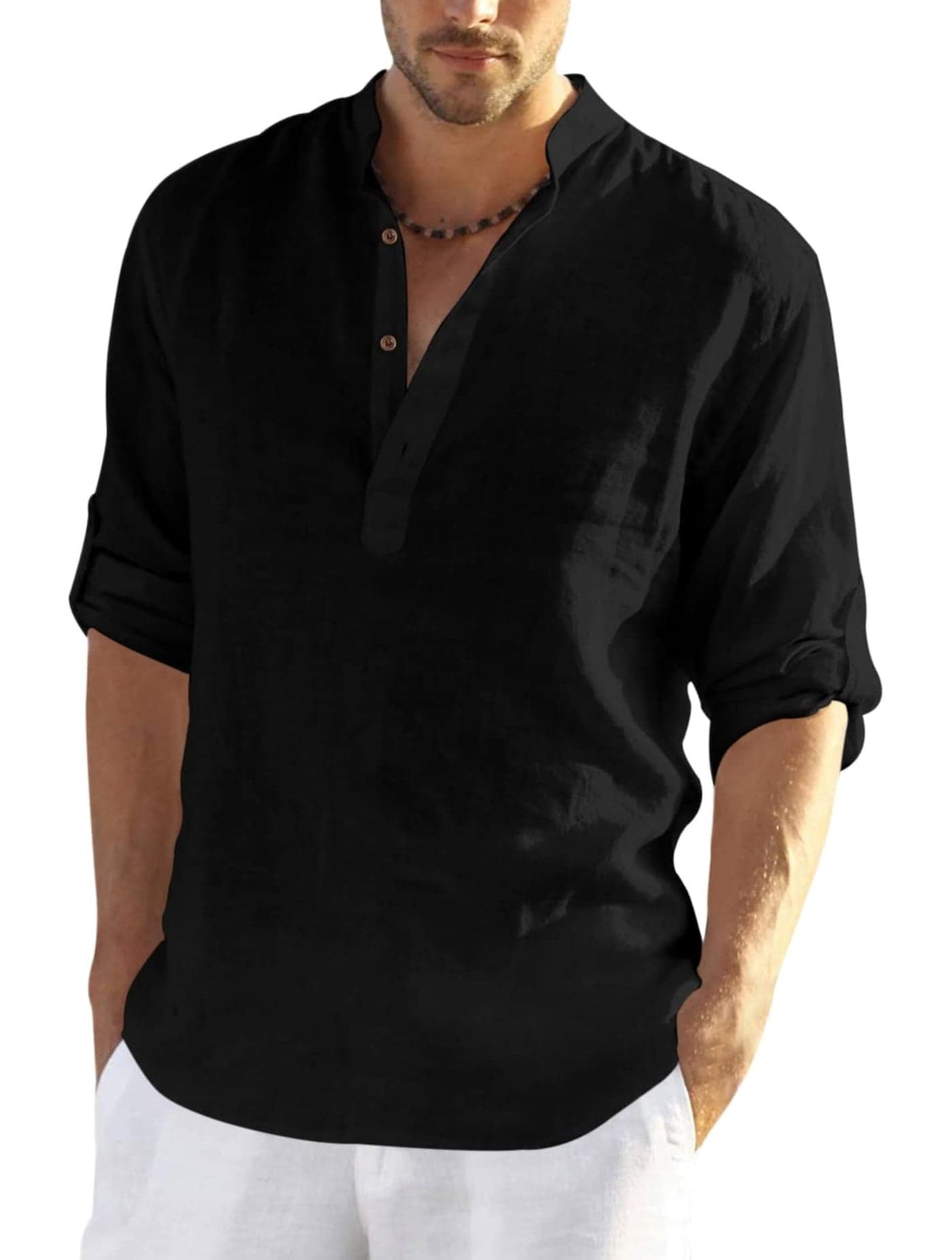 Zombom Men's Cotton Polyester Blend Full Sleeve Straight Kurta Designed for Elegant Ethnic Wear, Daily Comfort, or Festive Gatherings Black