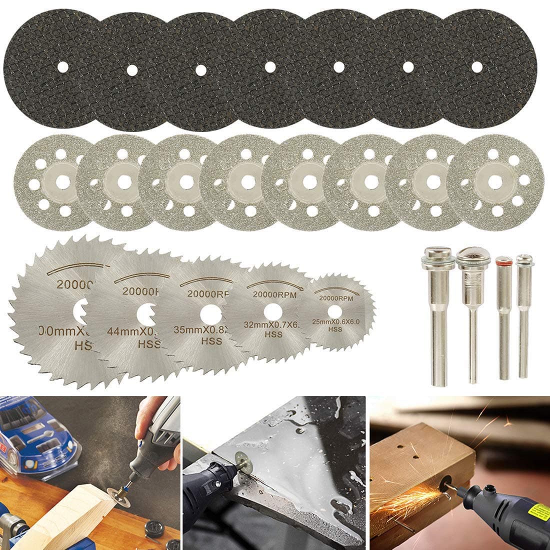DIY Crafts Pack of 150 Pcs Kit MultiCombo Kit Mini HSS Blade Circular Saw Blade Set Resin CutOff Wheels Diamond Cutting Discs Rotary Tool Accessories Pack of 150 Pcs Kit MultiCombo Kit
