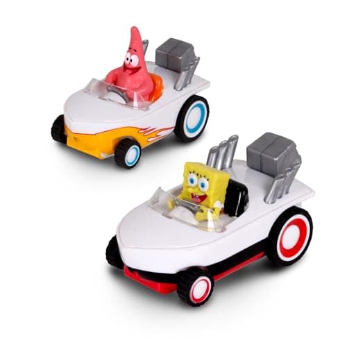 SpongeBob Squarepants Pull Back 2PK SpongeBob Patrick Hot Rod Boats Pull Back and Watch them Zoom No Batteries No Controls No Hassle FunFastPortable Great Gift Official Nickoledeon Licensed