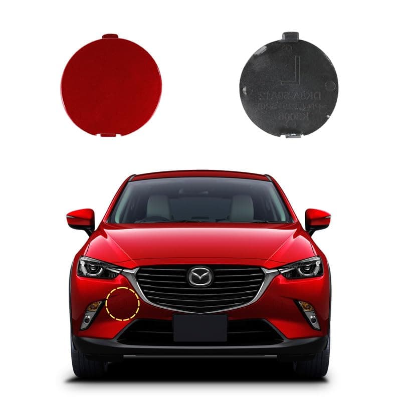 Goholy Car Front Bumper Tow Hook Cover Compatible with Mazda CX3 CX-3 DK 2014 2015 2016 2017 2018 2019 2020 2021 2022 2023 Trailer Cover Cap DK8A-50A11 Small Lid Towing Eye Cap Red