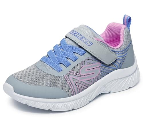 Skechers Microspec Plus-Swirl Sweet Sneaker, Gray/Multi, 13 US Unisex Little Kid