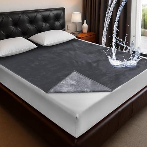 Tisancy Waterproof Bed Blanket Throw Size S 40 x 60 Dark Light Gray 3Layer Flannel with Storage Bag Mattress Protector Lightweight SpillResistant