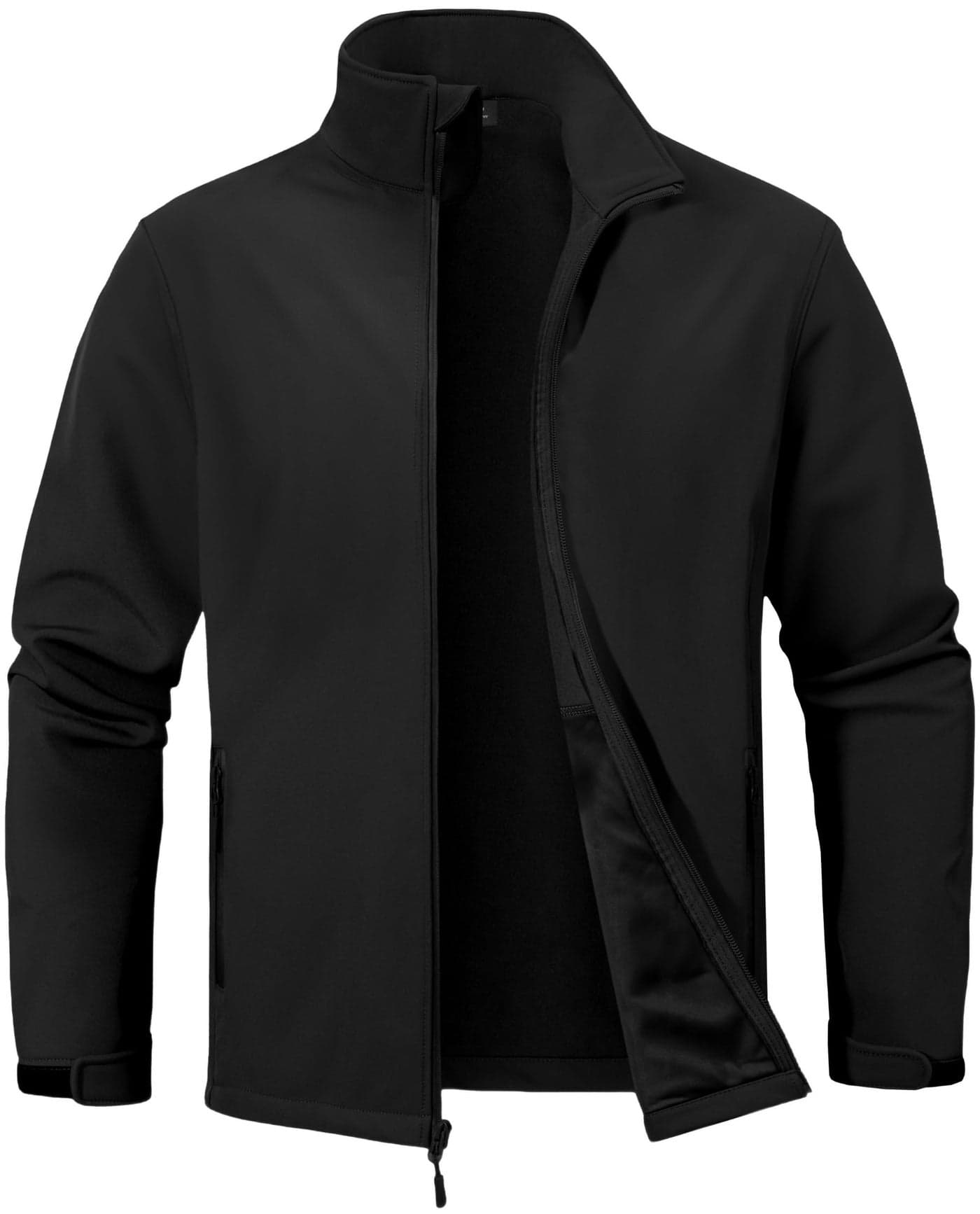 ZITY Men's Softshell Jacket Fleece Lined Lightweight Waterproof Rain Jacket Zip Up Soft Shell Windproof Windbreaker Black XL