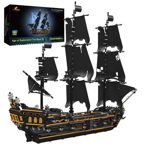 JMBricklayer Pirate Ship Model Building Sets Black Pearl Mysterious Toys Kits Collectible Blocks Cool Toy Gifts for Boys Teens Collectors Upgraded Version 3180 Pieces 40102