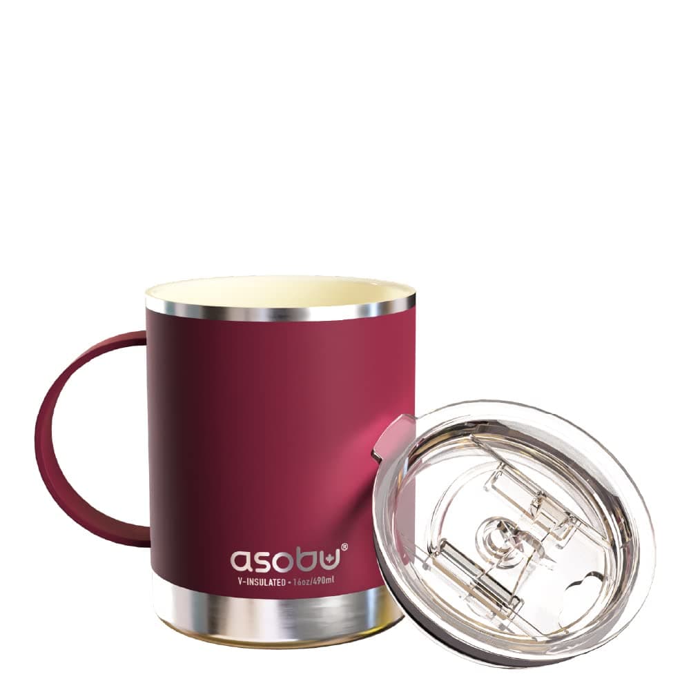 asobu Ultimate Stainless Steel Ceramic Inner Coating Insulated Coffee Mug 12 Ounces Burgundy