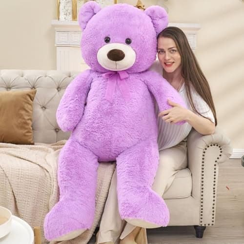 Toys Studio Ultra Soft Teddy Bear 51 inch Giant Stuffed Animal Large Stuffed Bear Plush Toy for Girls Girlfriend Valentines Gifts Christmas Kids Birthday Baby Shower Purple