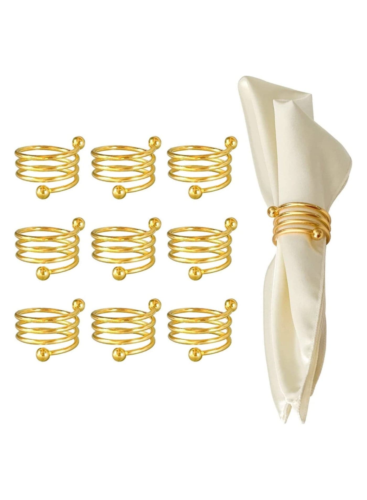 Gold Napkin Rings, 10Pcs Napkin Rings Upgrade Sturdy Metal Napkin Ring Holder Spring Design for Halloween, Wedding Dinning Table Decoration Setting, Hotel Wedding Spring Napkin Rings