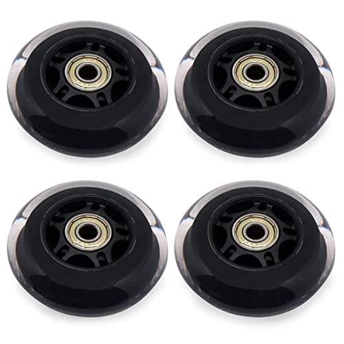 BENLIUDH Inline Skate Wheels With Bearings, 3 Inch Roller Blade 76mm Outdoor and Indoor Clear Wheels for Office Chairs, Luggage (4 Pack, Black)