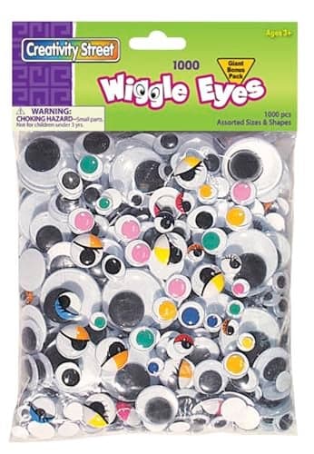 Chenille Kraft Wiggle Eyes including Painted Lids - Pack of 1000 - Assorted Colors and Sizes