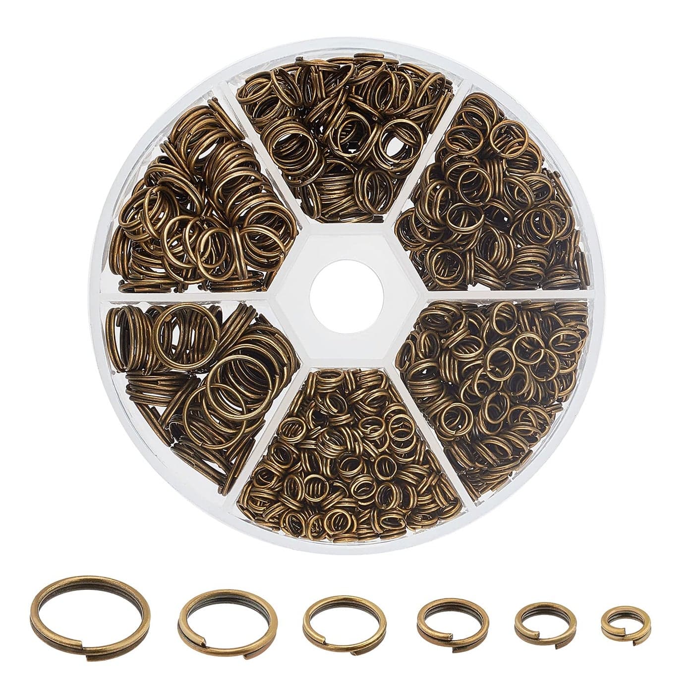 PH PandaHall 1070pcs 6 Sizes Split Jump Rings Antique Bronze O Rings Small Key Chain Ring Double Loops Open Key Chains for Home Keys Organization and Ornament Crafts 4mm 5mm 6mm 7mm 8mm 10mm