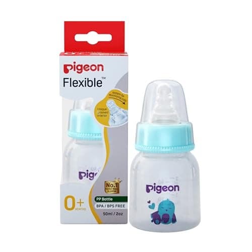 Pigeon Peristaltic 50 ml Natural Feeding Bottle for New Born Babies (Blue, Birds) | BPA Free Feeding Bottle | Milk Bottle for New Born | Baby Bottles for Milk | Bottle for Baby