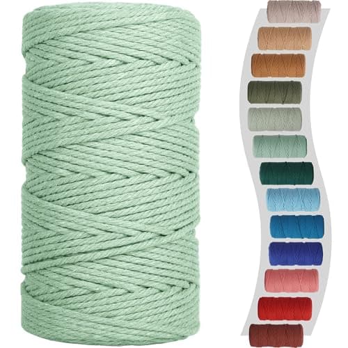 Macrame Cord 3mm 220yards 200 Meters Sage Macrame Supplies Macrame Yarn Colored Cotton Rope Colored Cord for DIY