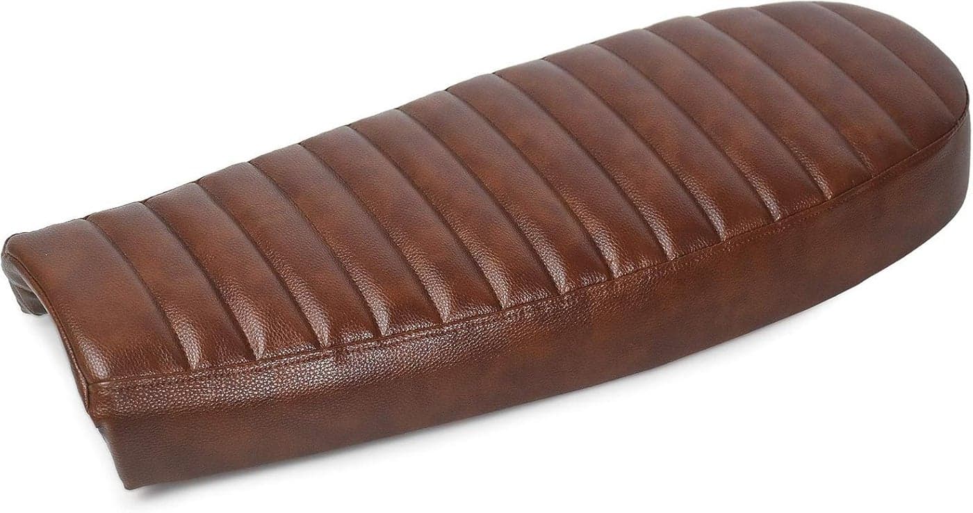 DKMOTORK 0165 Motorcycle Brat Cafe Racer Flat Vintage Saddle Seat - Brown