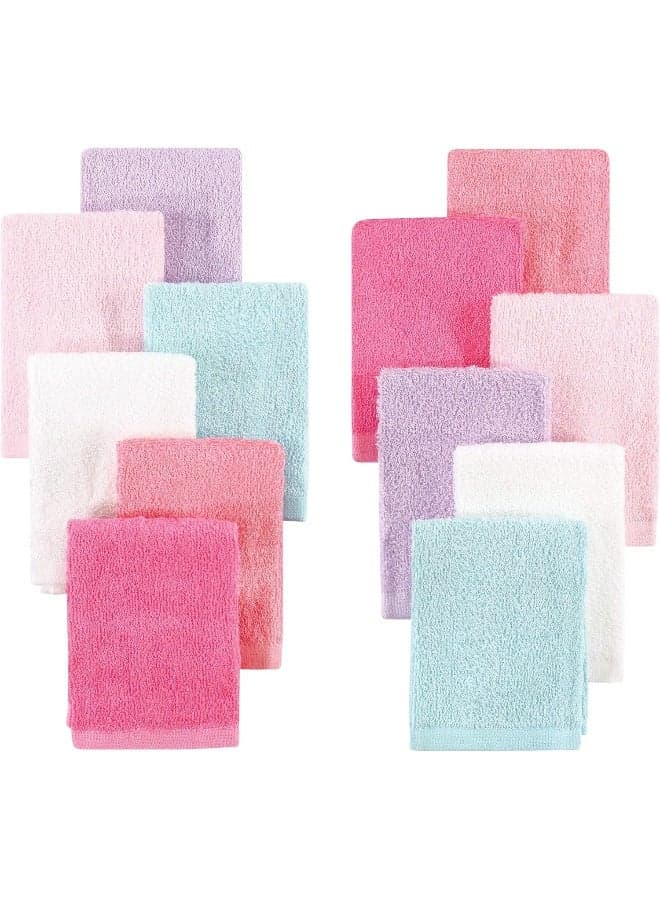Hudson Baby Unisex Baby Rayon from Bamboo Woven Washcloths 12pk, Pink Lilac, One Size