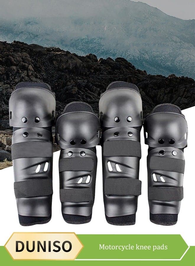 Motorcycle Knee And Elbow Guard Set,4Pcs Motorcycle Knee Shin Guards Elbow Guard Pads Universal Knee Brace and Elbow Guards for Bicycle, MTB Bike, Motocross Racing, Rollerblading, Extreme Sports