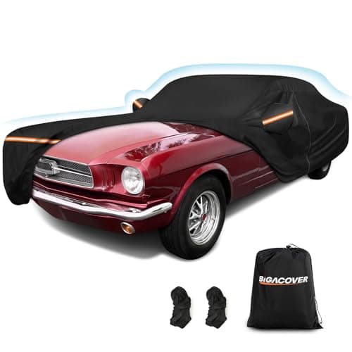 Car Cover for Ford Mustang 1964-1968, Waterproof 210D Oxford Cloth and Cotton Cover Outdoor Full Car Covers with Zipper Windproof Heavy Duty All Weather with Wind, Sun, UV and Dust Protectio