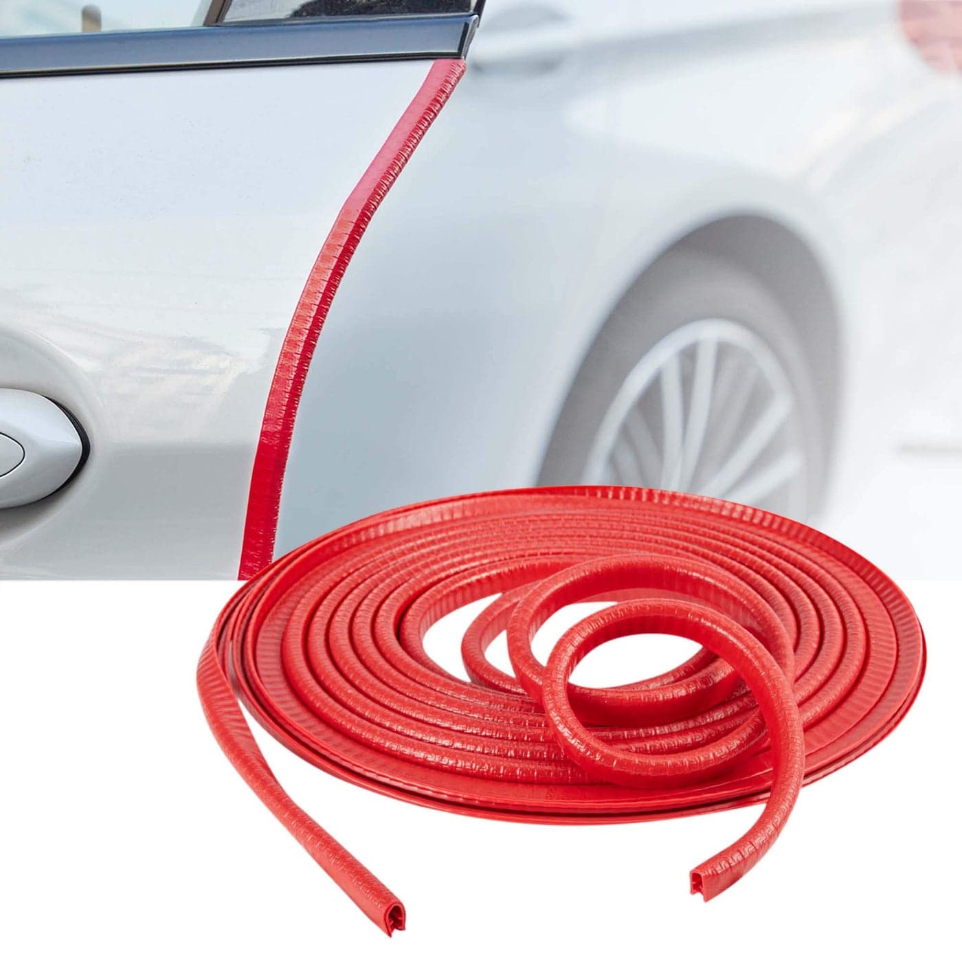 TOMALL Car Door Protector Strip Red Car Door Guards U Shape Rubber Seal Protector AntiCollision AntiScratch Waterproof Car Decorative Moulding Strips 5M16ft