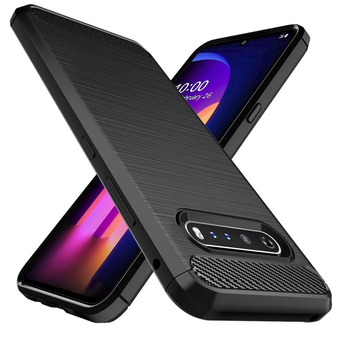 Osophter for LG V60 ThinQ Case,LG V60 Case Shock-Absorption Flexible TPU Rubber Full-Body Protective Phone Cover for LG V60 ThinQ(Black)