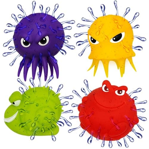 4Es Novelty Sea Animal Octopus Water Balls 4 Pack Pool Toys Outdoor Activity Game Bath Tub Sensory Octopus Absorbent Splash Balls Bomb Floating Swim Toys Easter Basket Stuffers