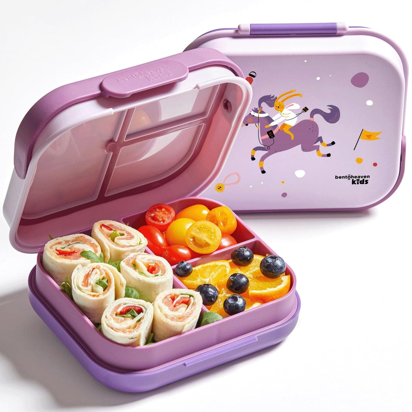 Bentoheaven Premium Bento Lunch Box for Kids 9 Designs Leakproof 34 Compartments Divider Ideal size 30oz MicrowaveDishwasher Safe Kids Bento Box Loncheras Para NiosNiasMauve